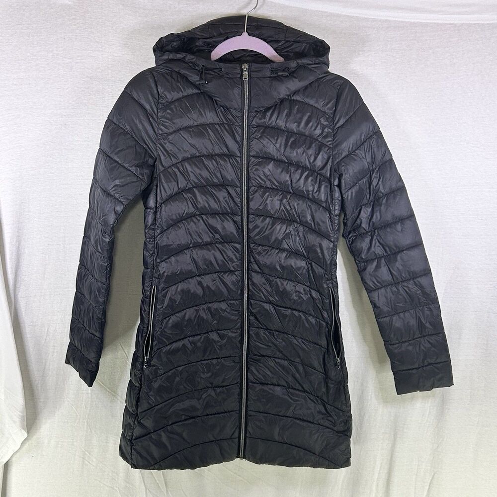 GAP Lightweight Puffer Coat Jacket in True Black Quilted Women's XS Hooded